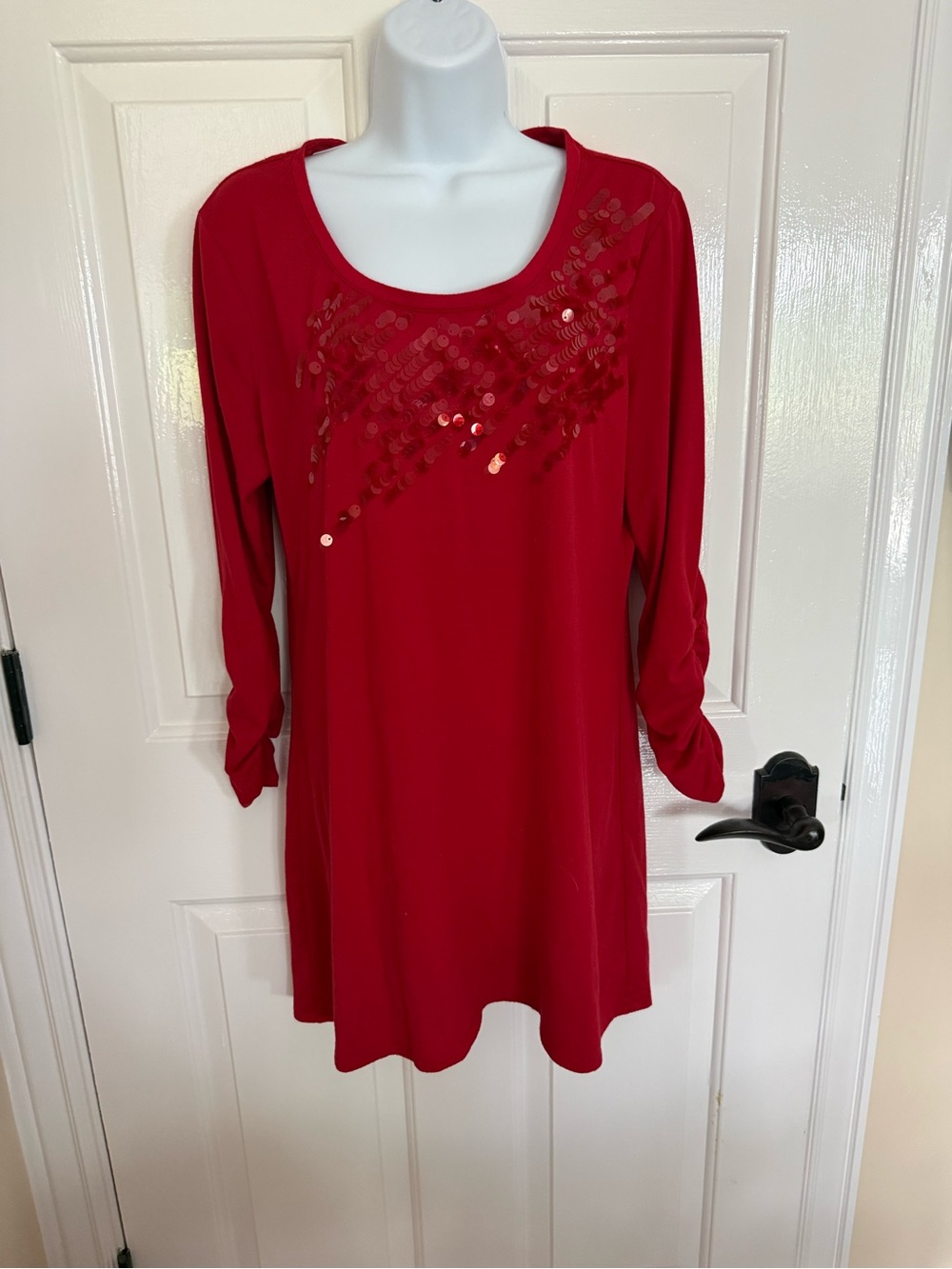 Women's Red Long Sleeve dress with Sequins style & co M